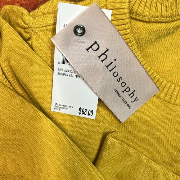 Philosophy, yellow sunflowers three-quarter length sleeve, sweater, NWT - Picture 5 of 6